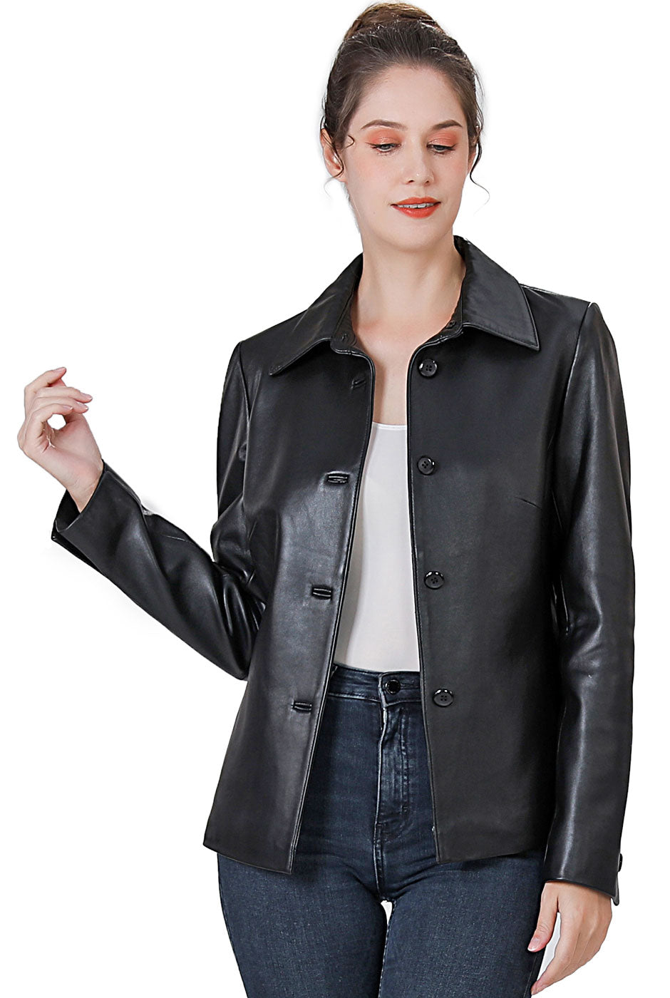 BGSD Women Ellen Lambskin Leather Jacket (Also available in Plus Size &  Petite), Black, XX-Small at  Women's Coats Shop