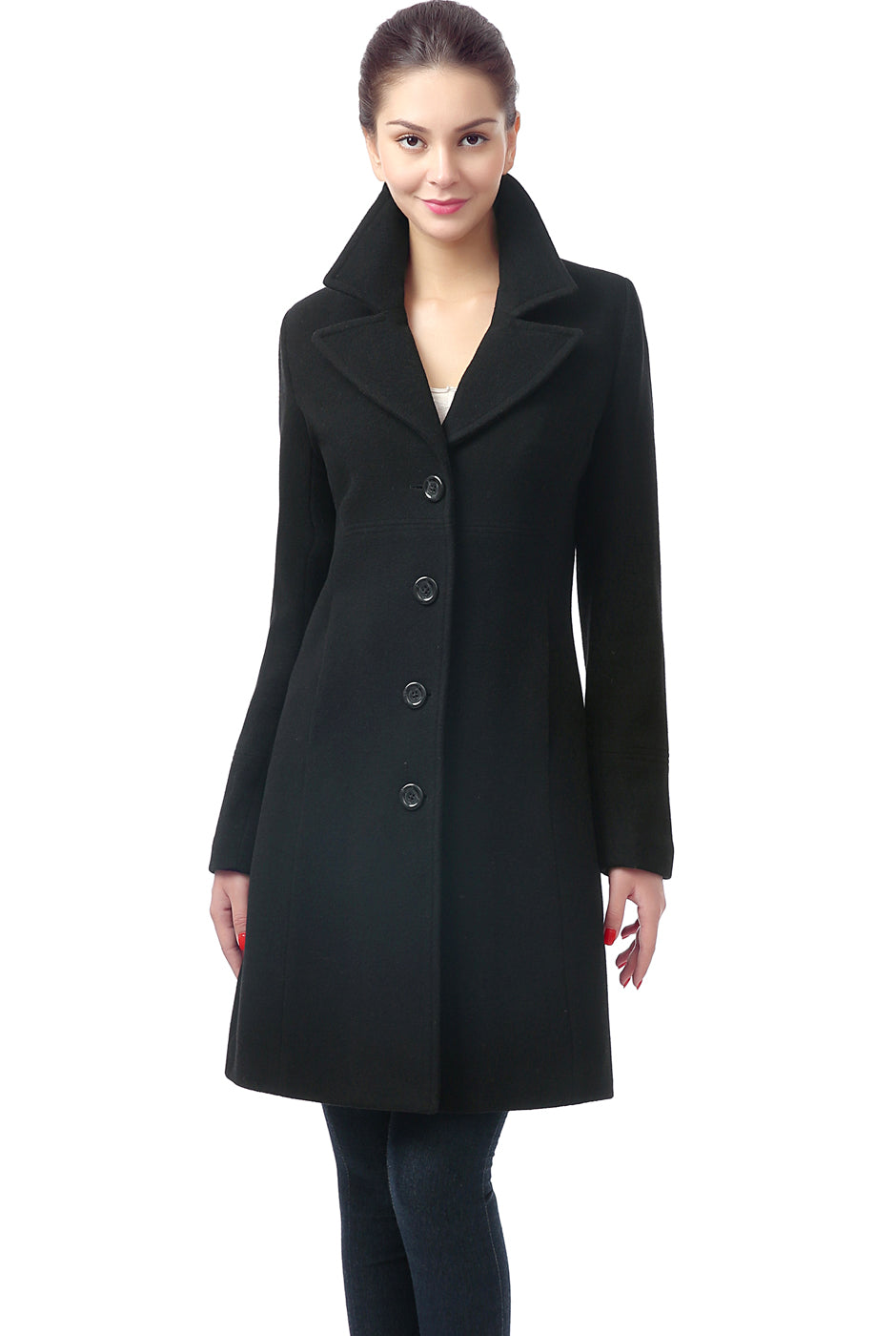 Felicia Double Face Wool Blend Fitted Coat, Xs / Black