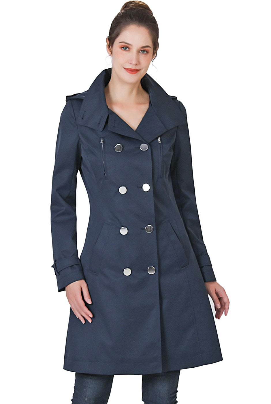 Blue trench hot sale coat female