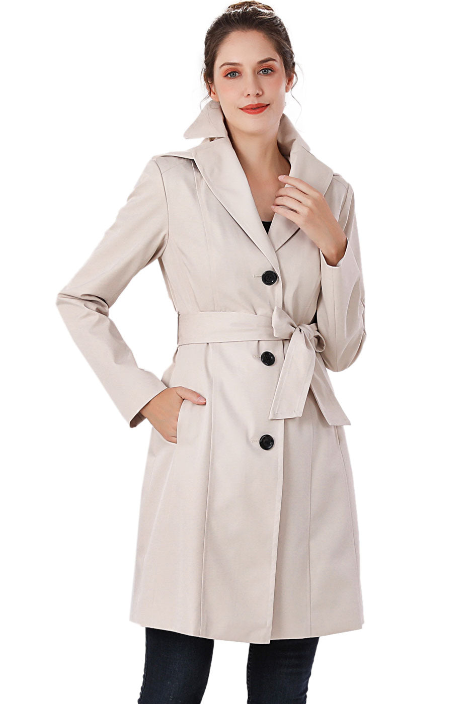 Double-Breasted Tie-Belt Trench Coat for Women