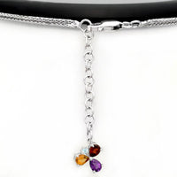 18k White Gold Multi-Colored Gemstone and Diamond Necklace