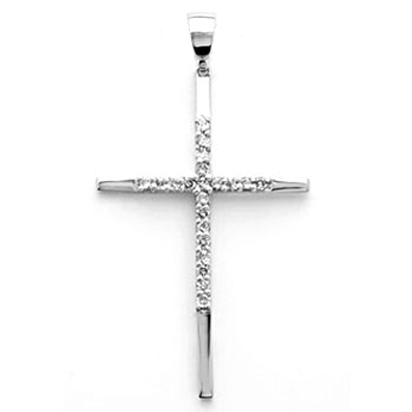 14k White Gold Diamond Cross Pendant