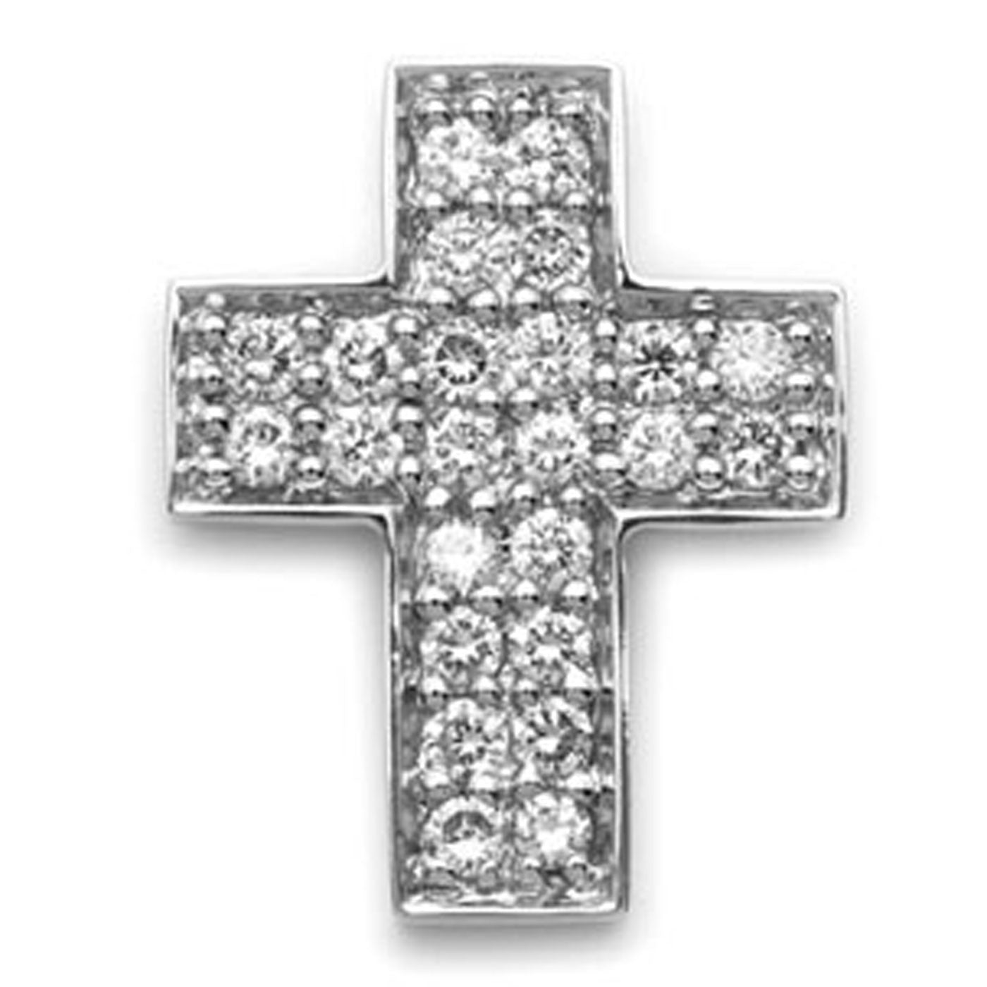 18k White Gold Diamond Cross Pendant