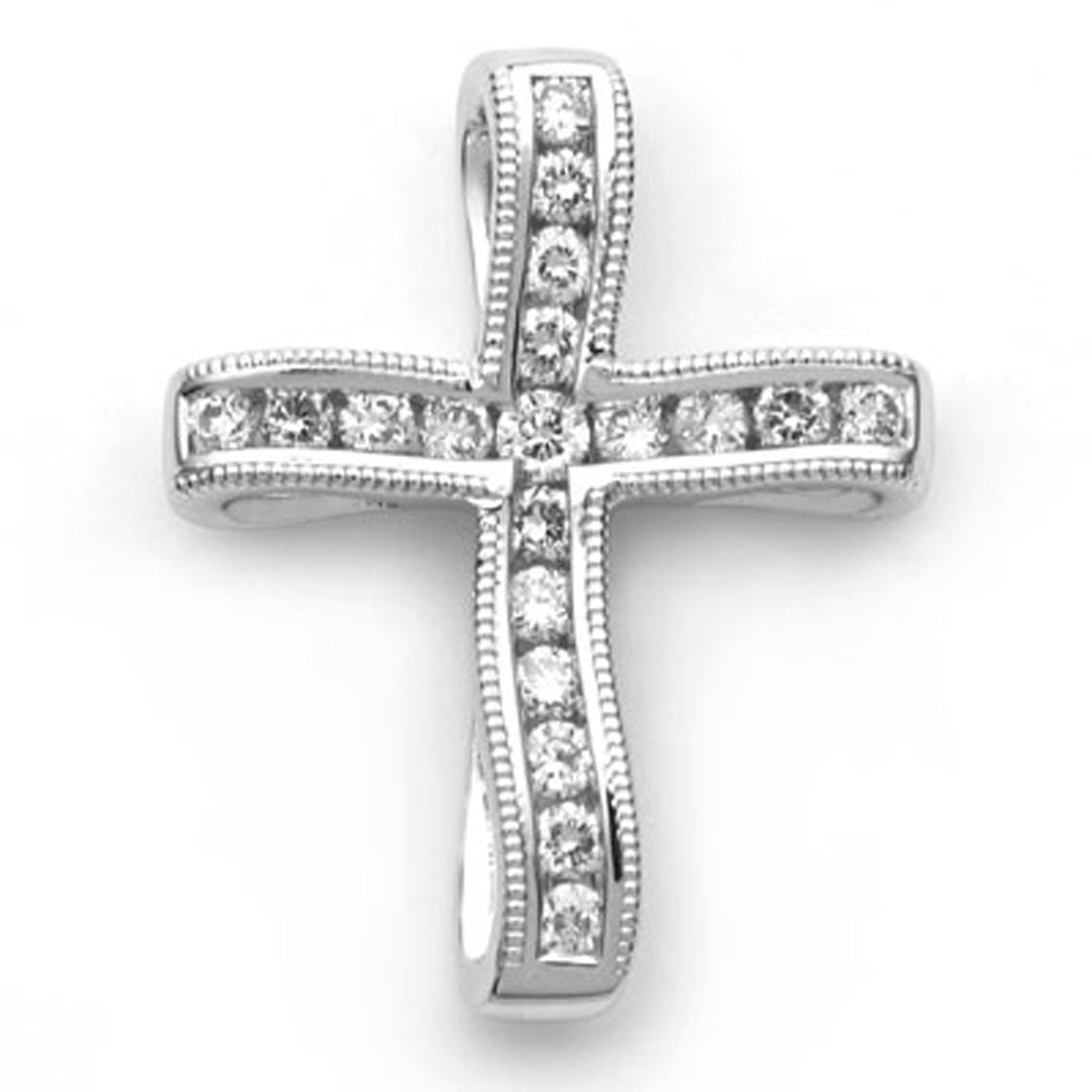 18k White Gold Diamond Cross Pendant