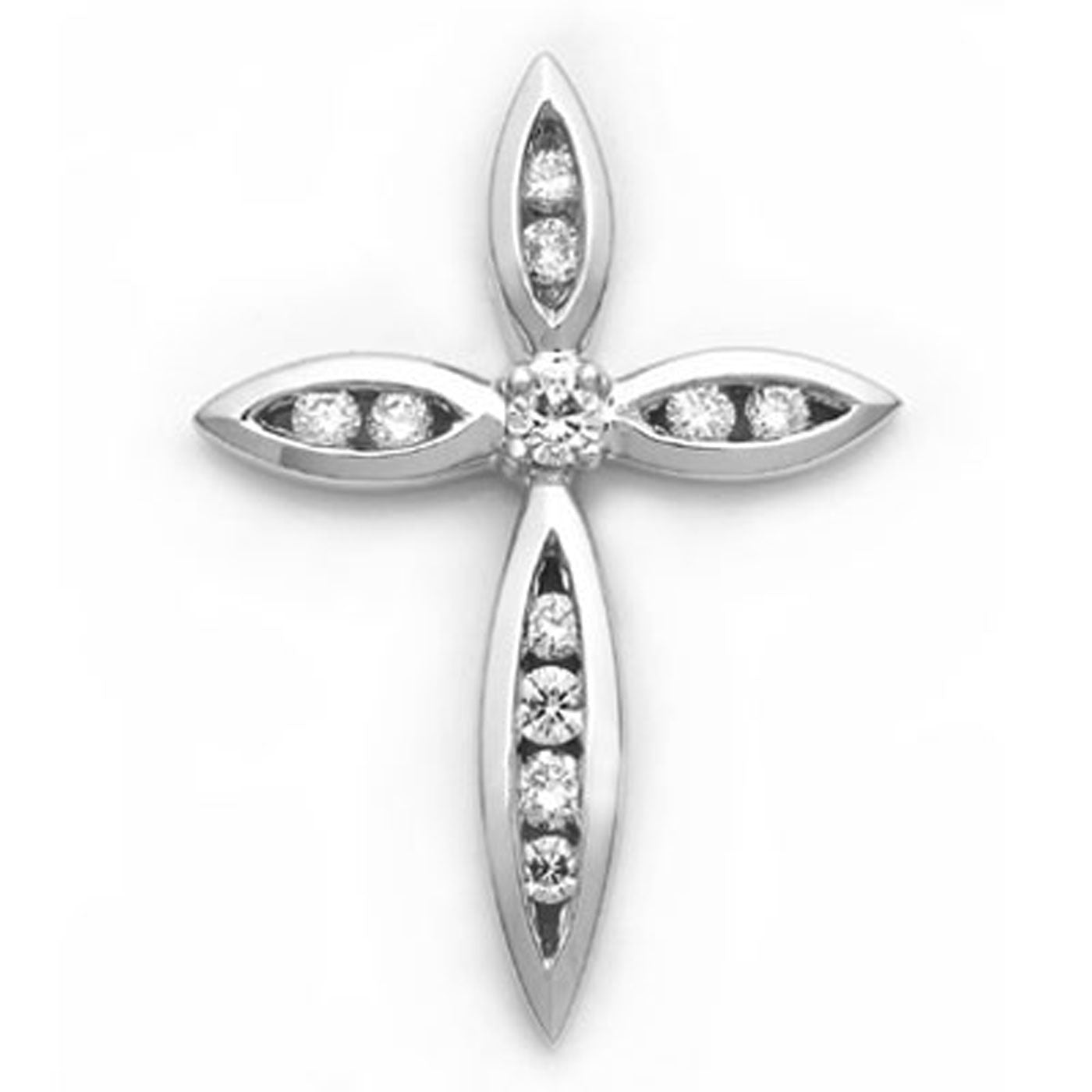 18k White Gold Diamond Cross Pendant