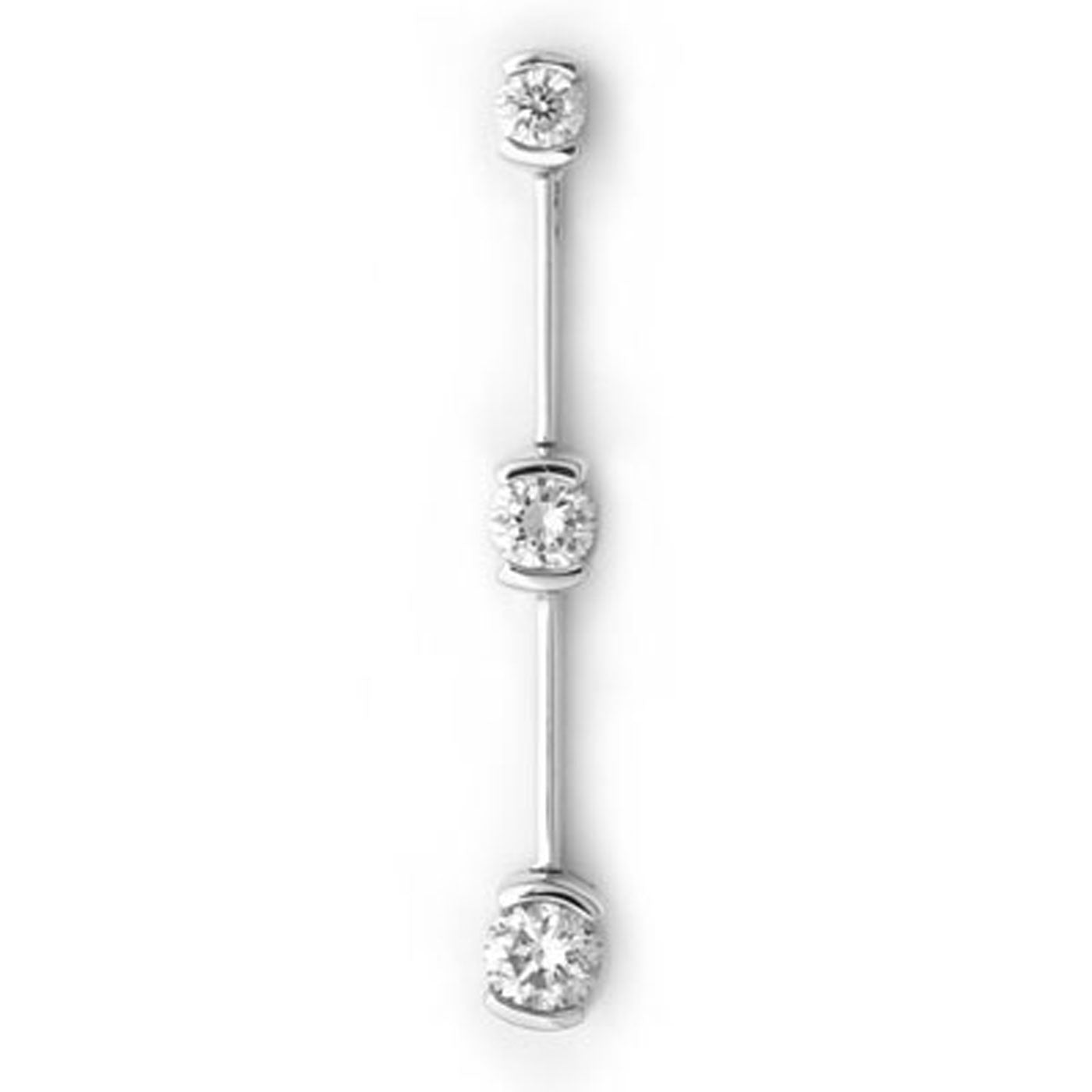 18k White Gold Three-Stone Diamond Drop Pendant