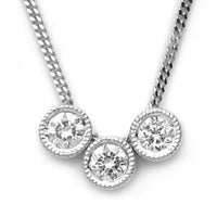 18k White Gold Three-Stone Diamond Necklace