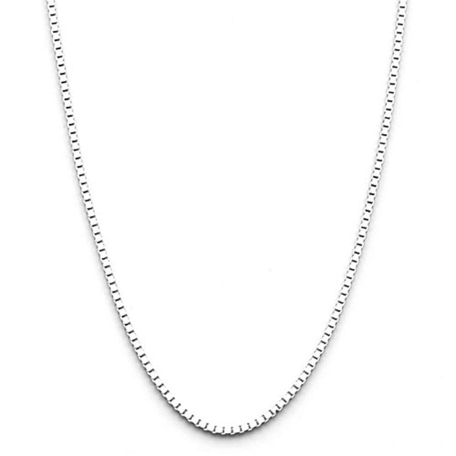 14k White Gold Italian Baby Box Chain 0.55mm 17.5 inch long