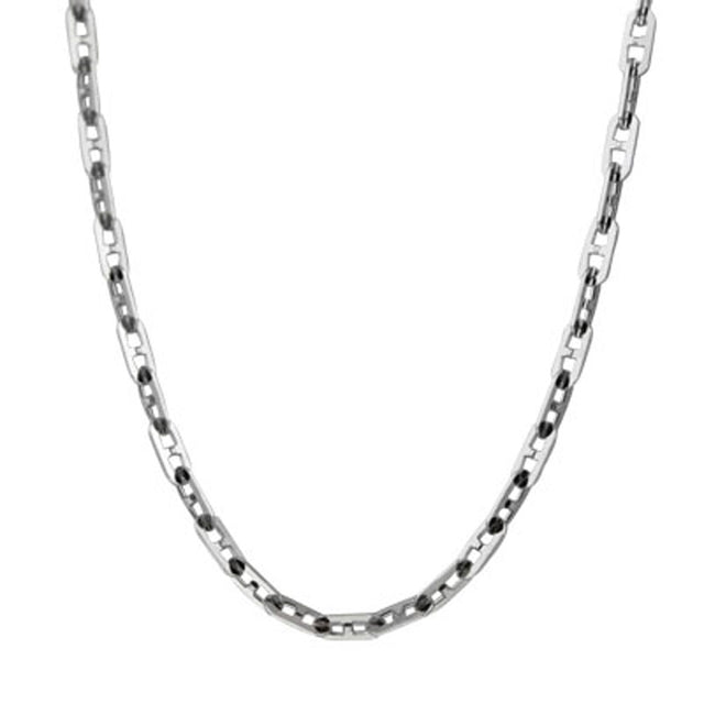 14k White Gold Italian Mariner Link Chain 17.5 inch long