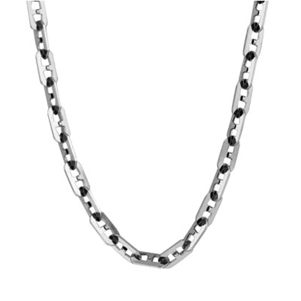 14k White Gold Italian Mariner Link Chain 19.5 inch long