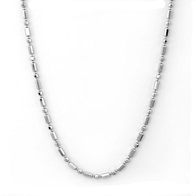 14k White Gold Italian Bar & Bead Chain 15.5 inch long