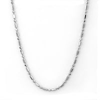 14k White Gold Italian Bar & Bead Chain 17.5 inch long