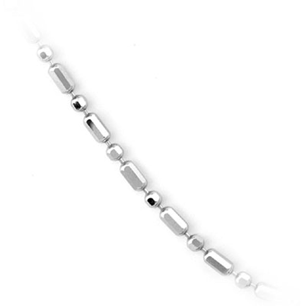 14k White Gold Italian Bar & Bead Chain 17.5 inch long