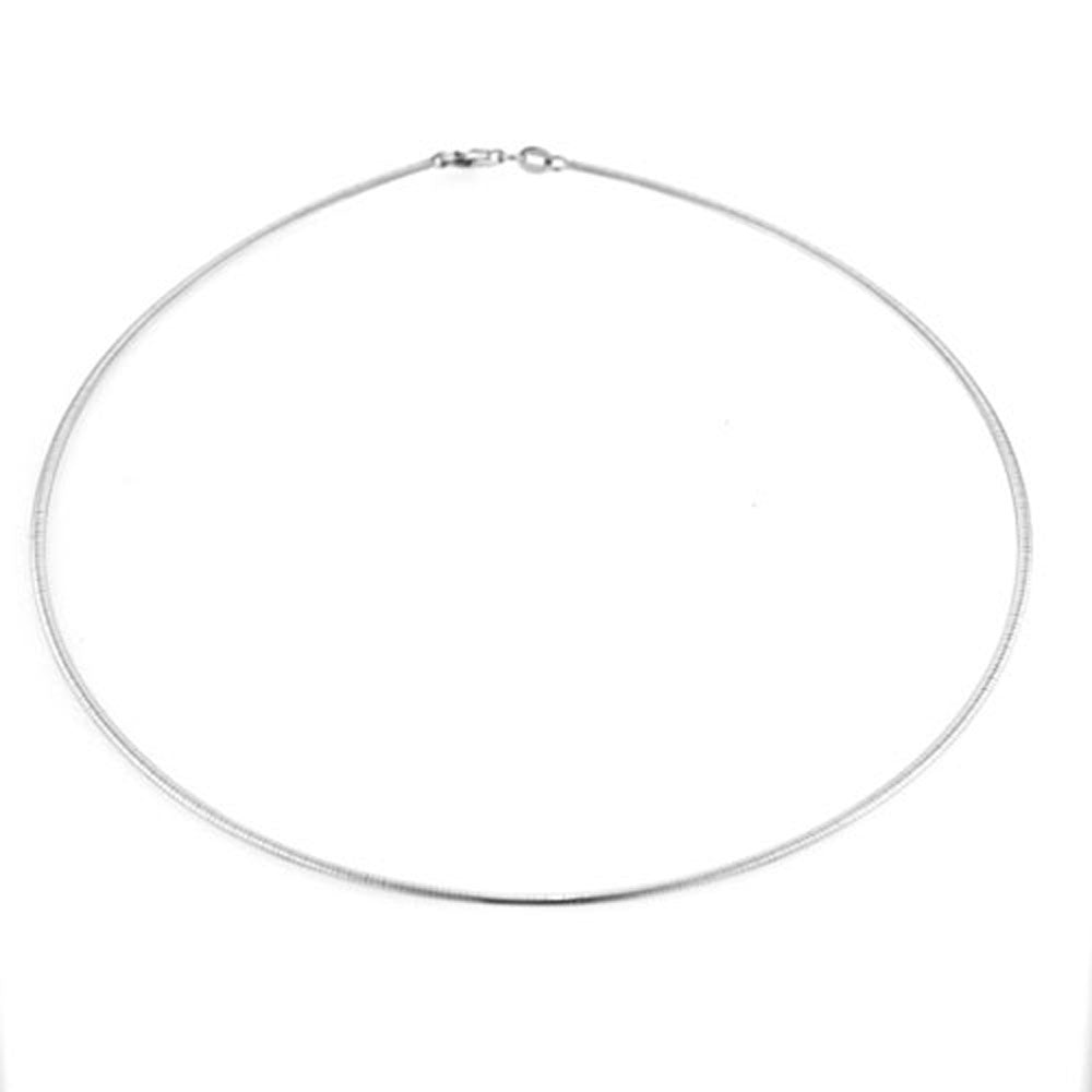 14k White Gold Italian Reversible Omega Chain Necklace 1.80mm wide 15.5 inch long