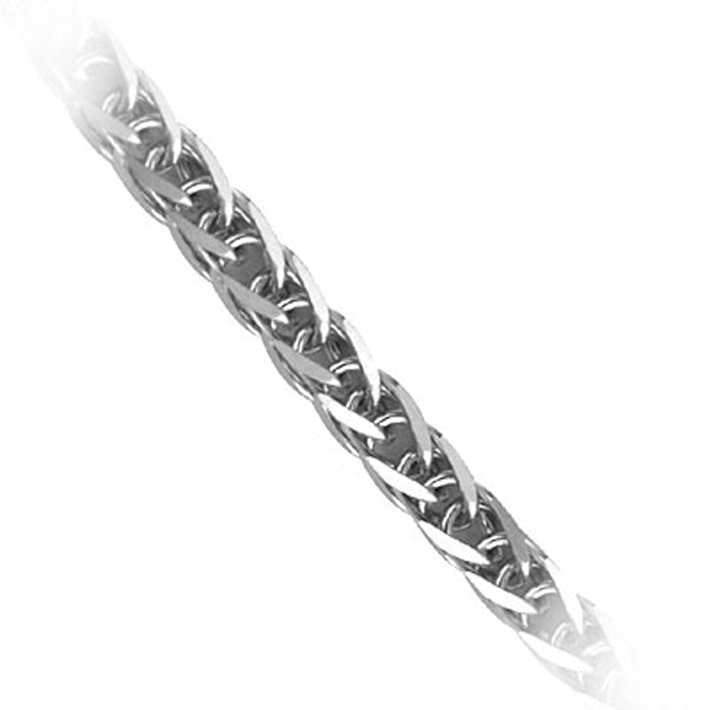 14k White Gold Italian Wheat Chain 1.24mm wide 17.5 inch long