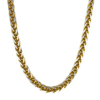 14k Yellow and White 2-Tone Gold Italian Wheat Chain 1.24mm wide 19.5 inch long