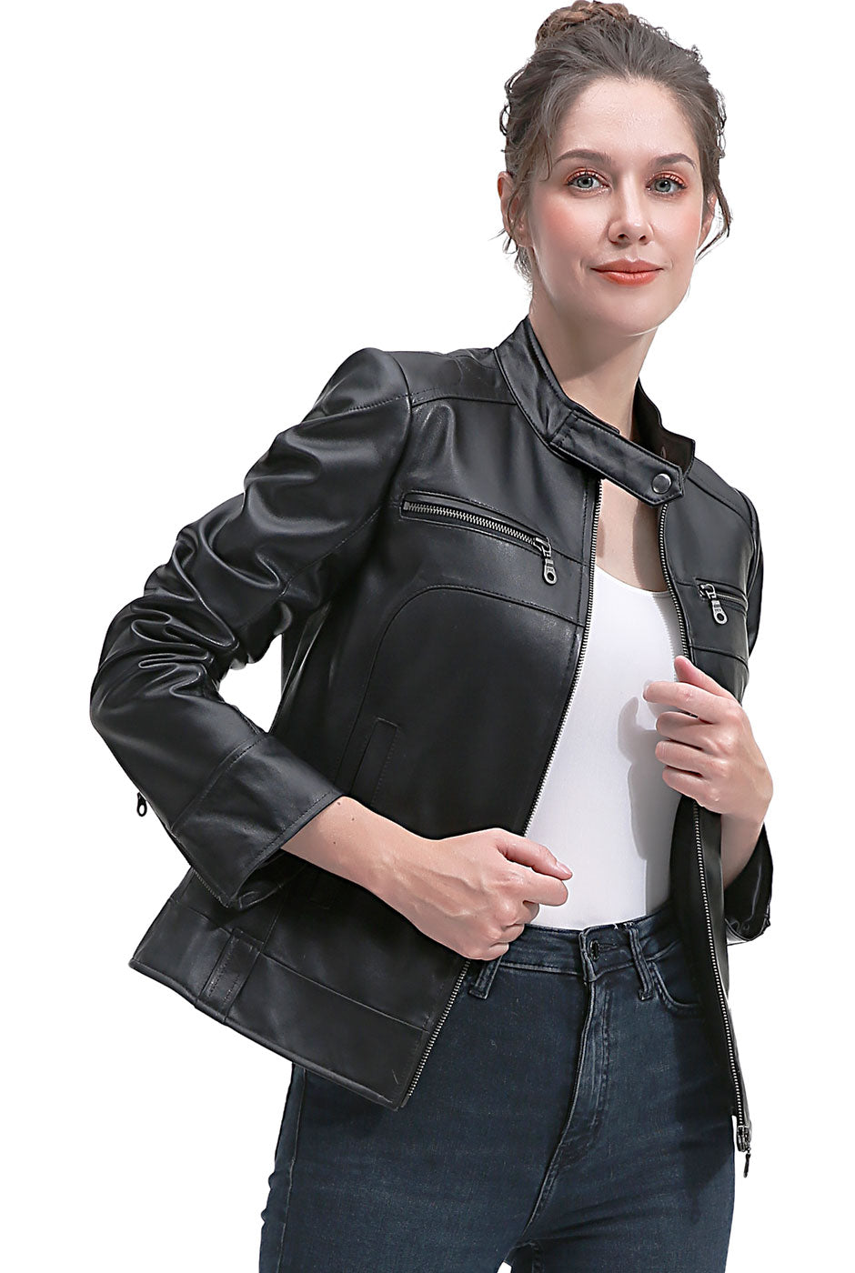 BGSD Women Adele Lambskin Leather Jacket