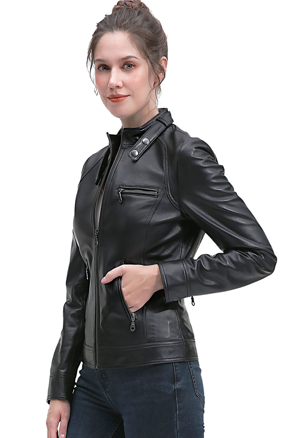 BGSD Women Casey Lambskin Leather Jacket