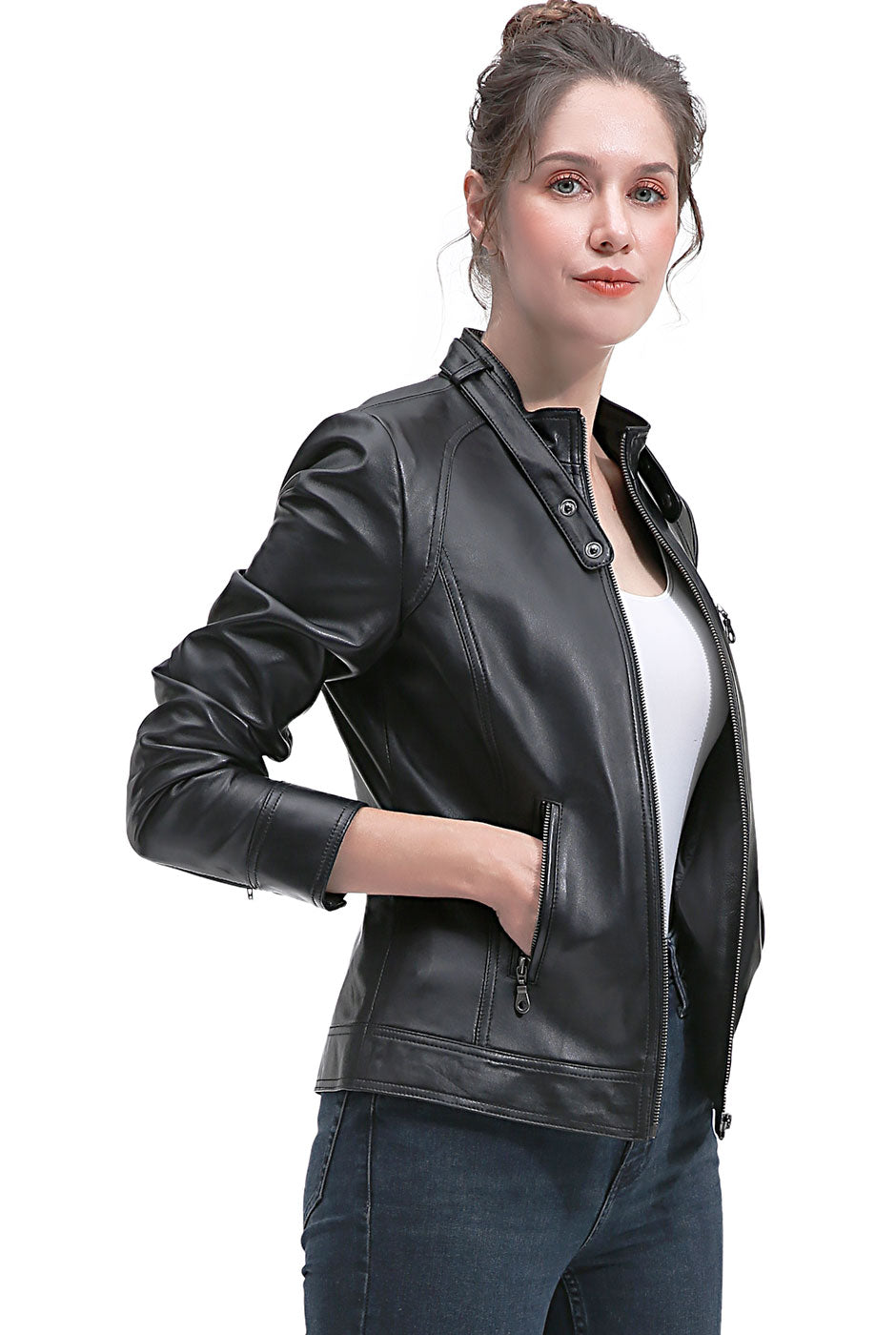 BGSD Women Casey Lambskin Leather Jacket