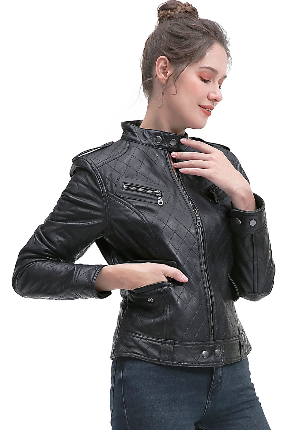 BGSD Women Clara Lambskin Leather Jacket