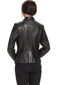 BGSD Women Julie Zip Front Lambskin Leather Jacket