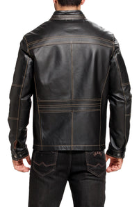 BGSD Men Michael Cowhide Leather Motorcycle Jacket