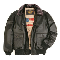 Landing Leathers Men Navy G-1 Leather Flight Bomber Jacket