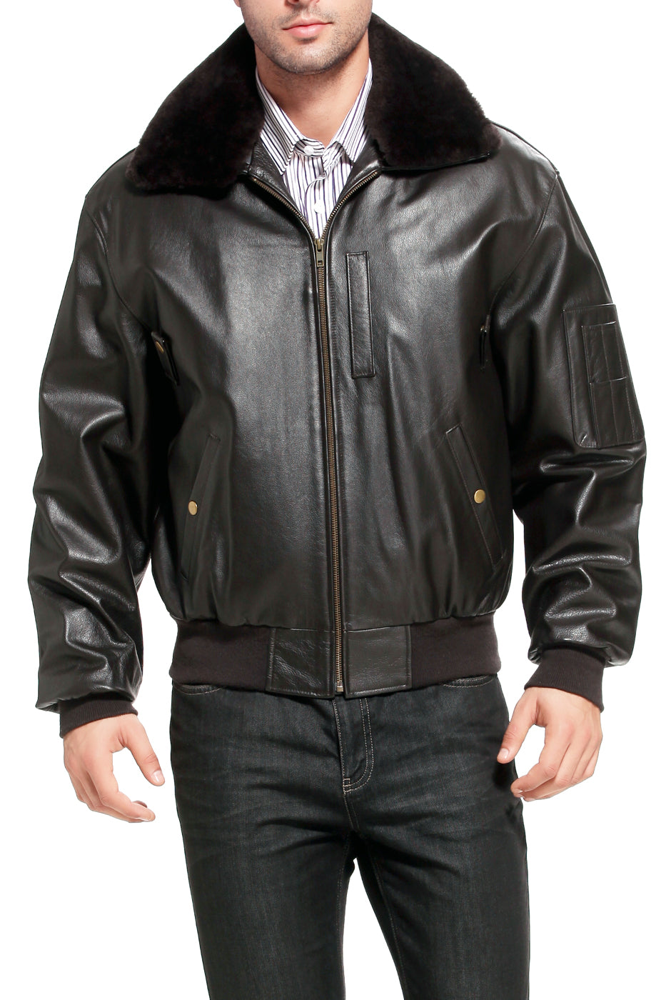 Landing Leathers Men Air Force B-15 Leather Flight Bomber Jacket