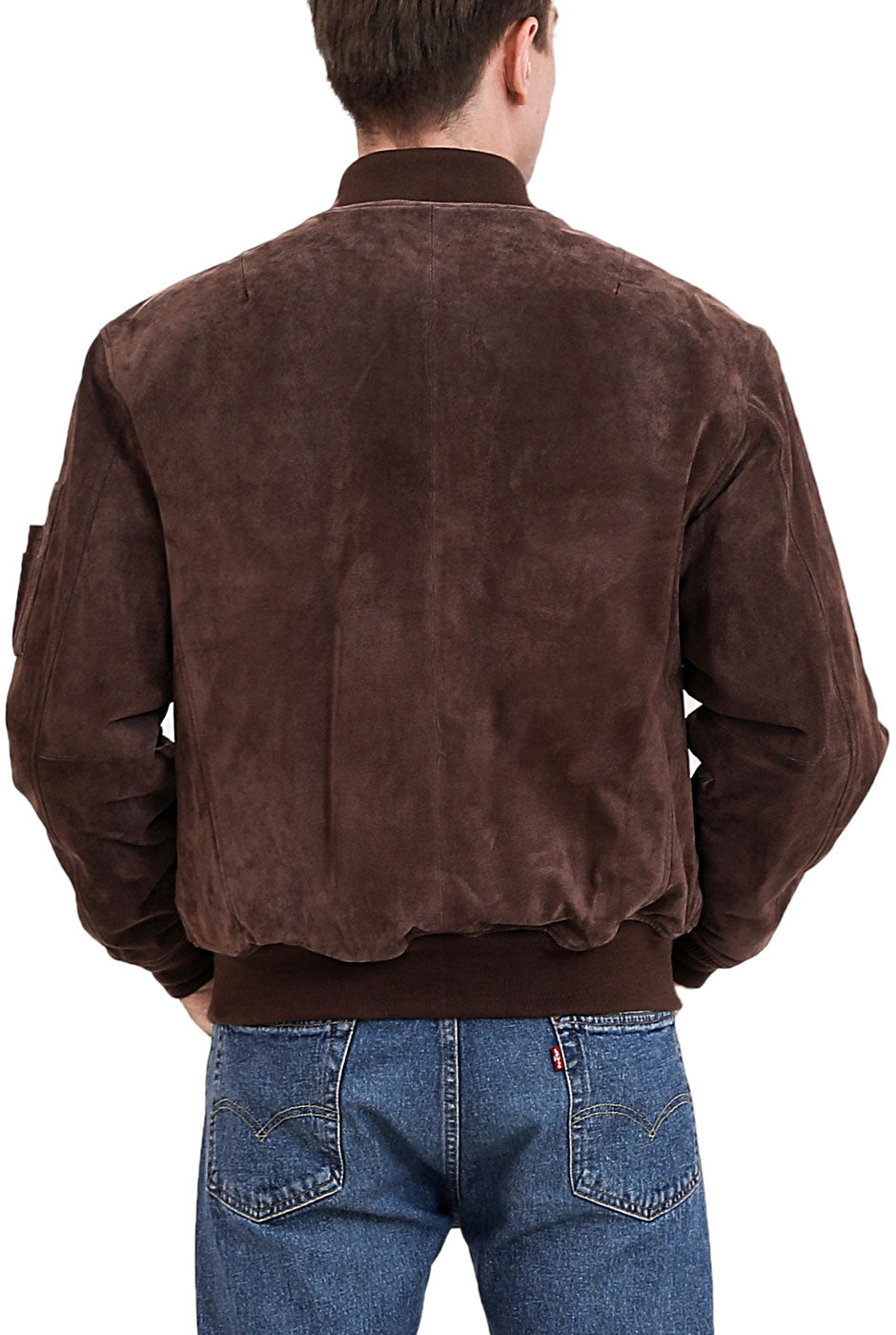 Landing Leathers Men MA-1 Suede Leather Flight Bomber Jacket