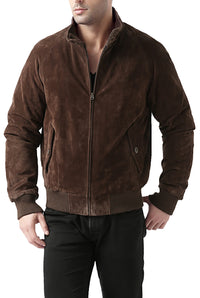 Landing Leathers Monogram Collection Men WWII Suede Leather Bomber Jacket