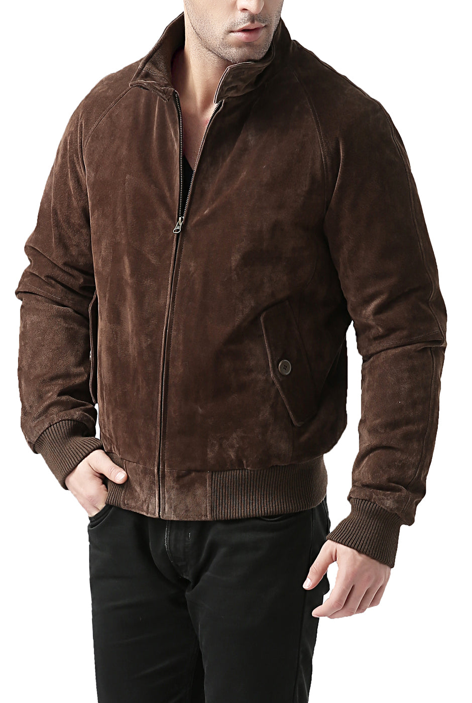 Landing Leathers Monogram Collection Men WWII Suede Leather Bomber Jacket