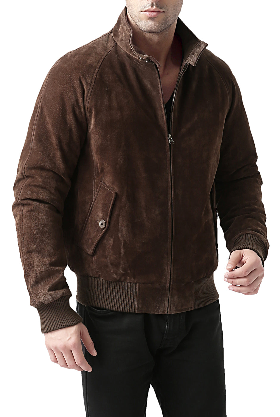 Landing Leathers Monogram Collection Men WWII Suede Leather Bomber Jacket