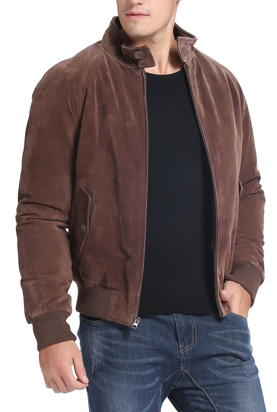 Landing Leathers Men WWII Suede Leather Bomber Jacket