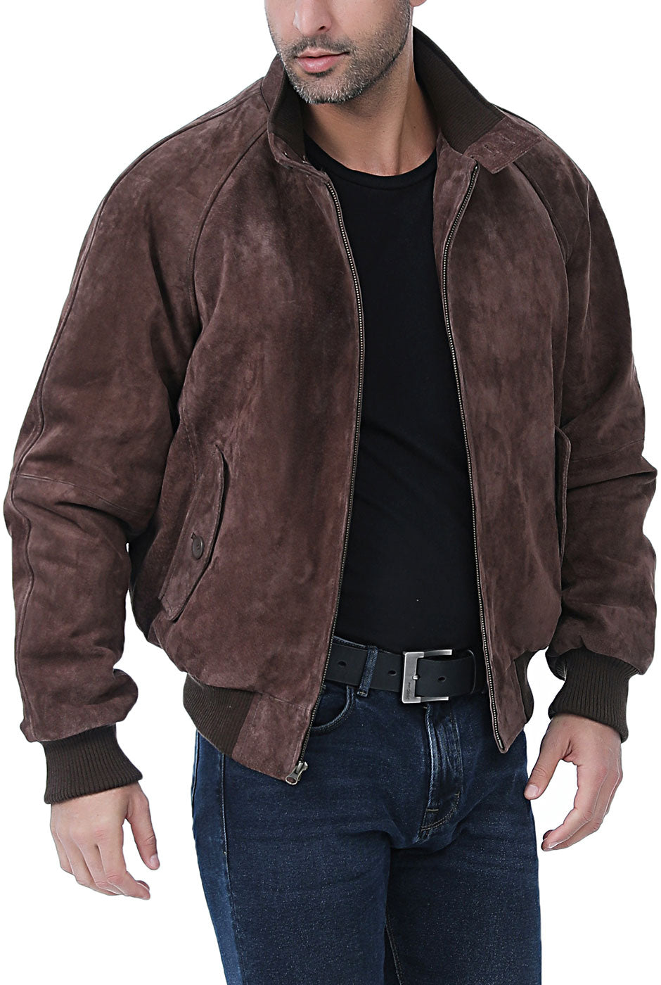 Landing Leathers Monogram Collection Men WWII Suede Leather Bomber Jacket