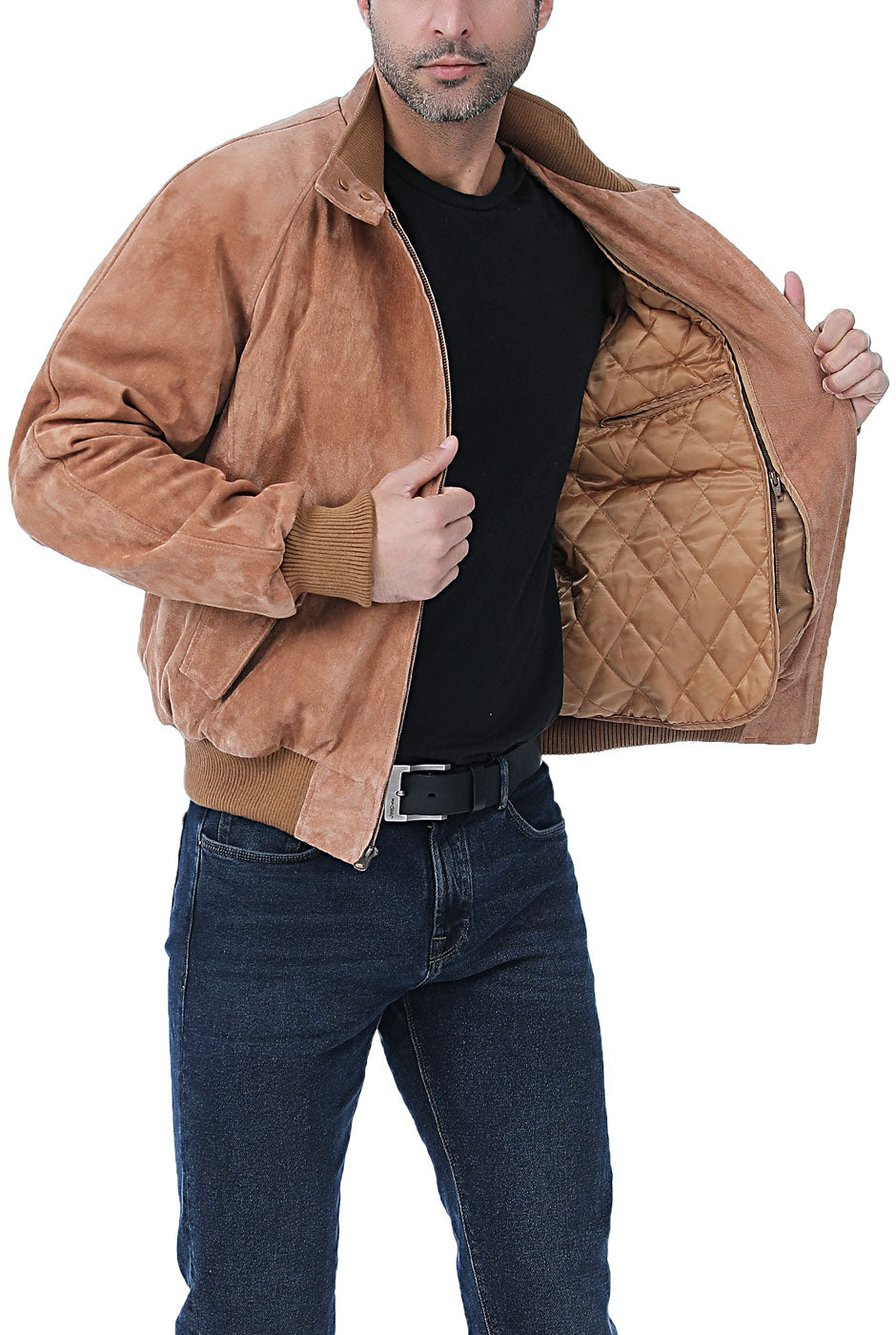 Landing Leathers Men WWII Suede Leather Bomber Jacket