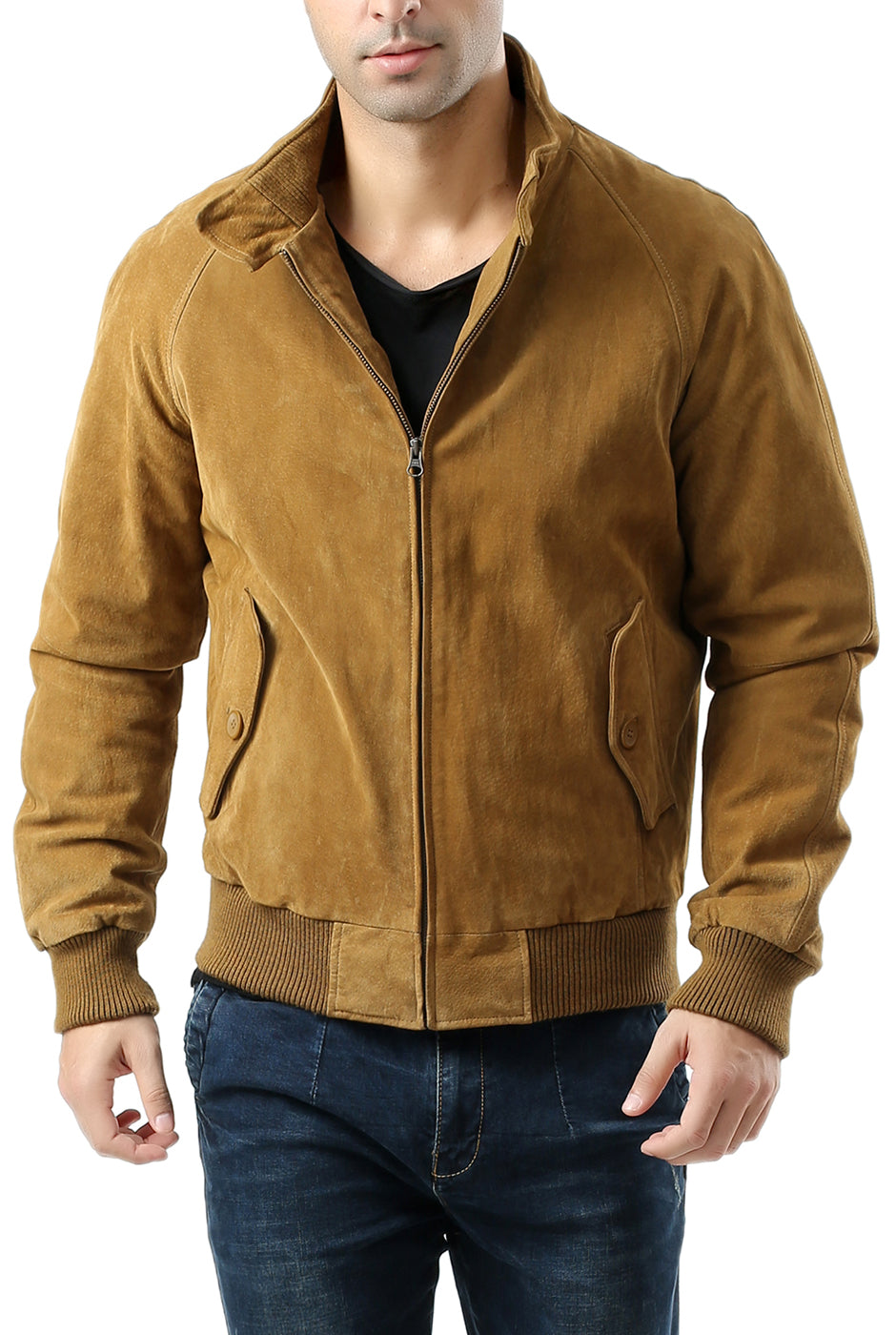 Landing Leathers Men WWII Suede Leather Bomber Jacket