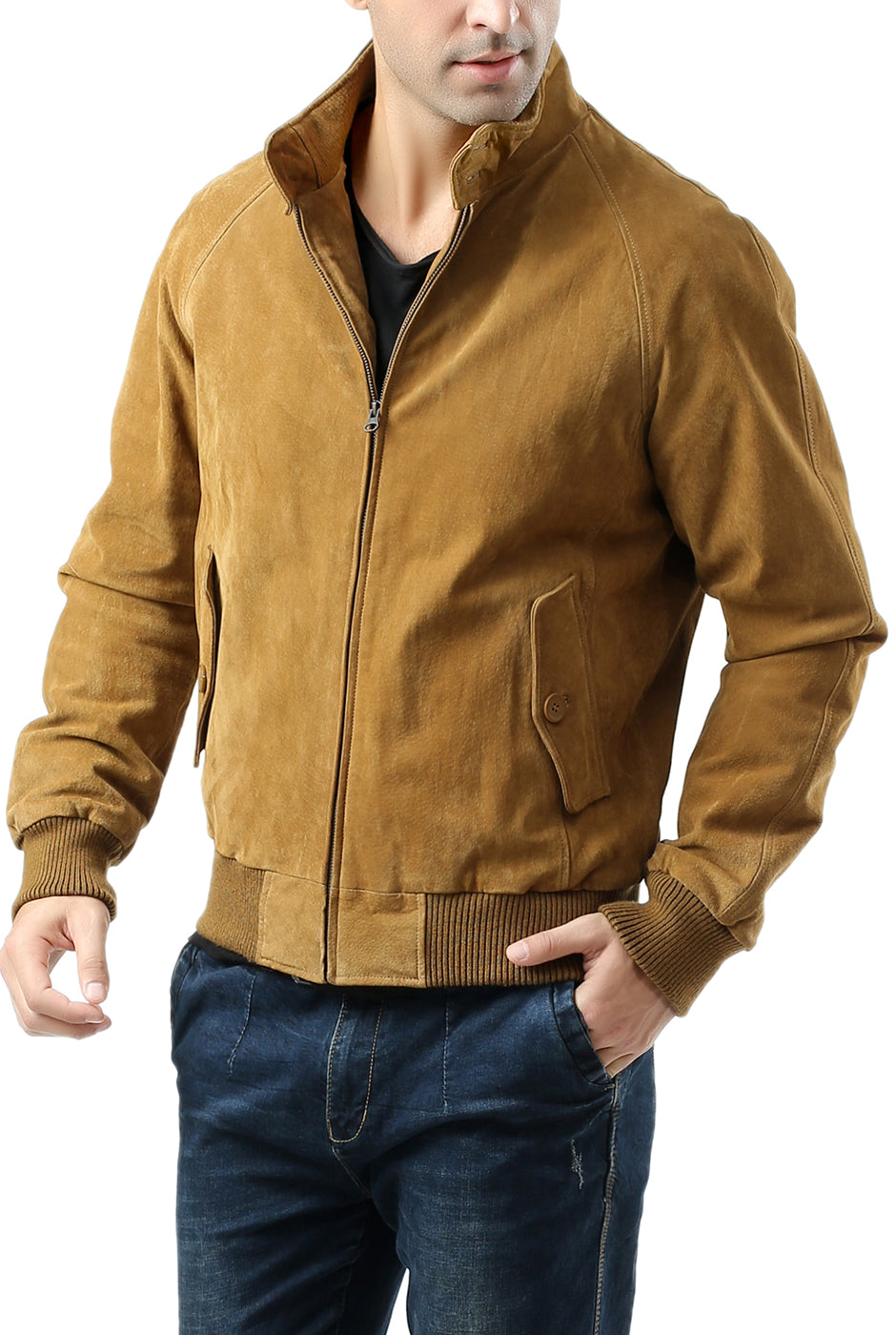 Landing Leathers Men WWII Suede Leather Bomber Jacket