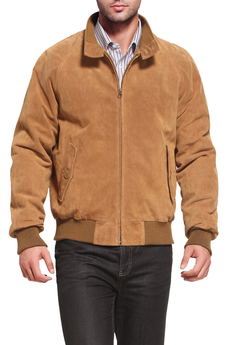 Landing Leathers Men WWII Suede Leather Bomber Jacket