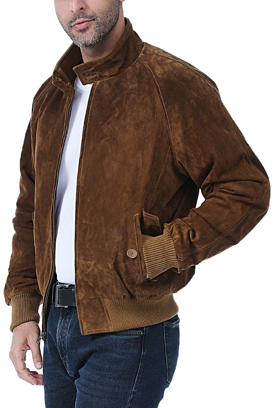 Landing Leathers Men WWII Suede Leather Bomber Jacket