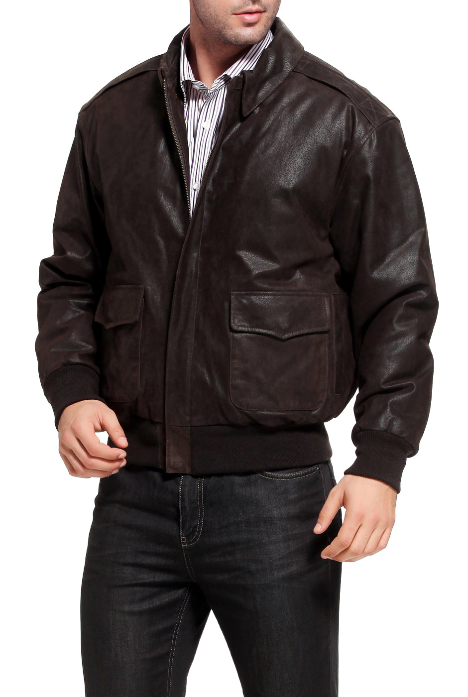 Landing Leathers Air Force Men A-2 Distressed Leather Flight Jacket