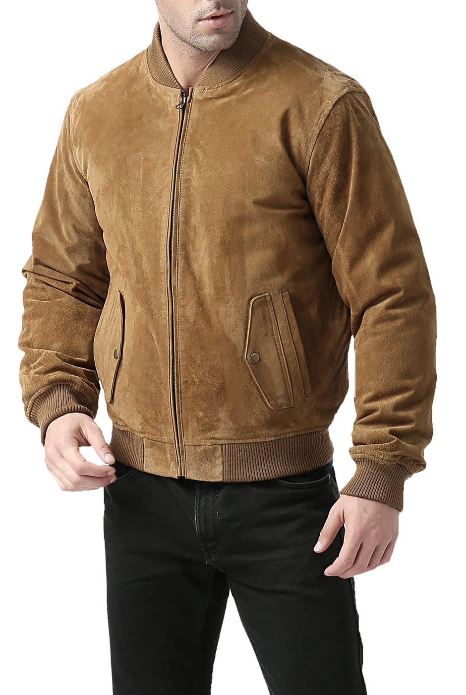 BGSD Men Urban Leather Bomber Jacket