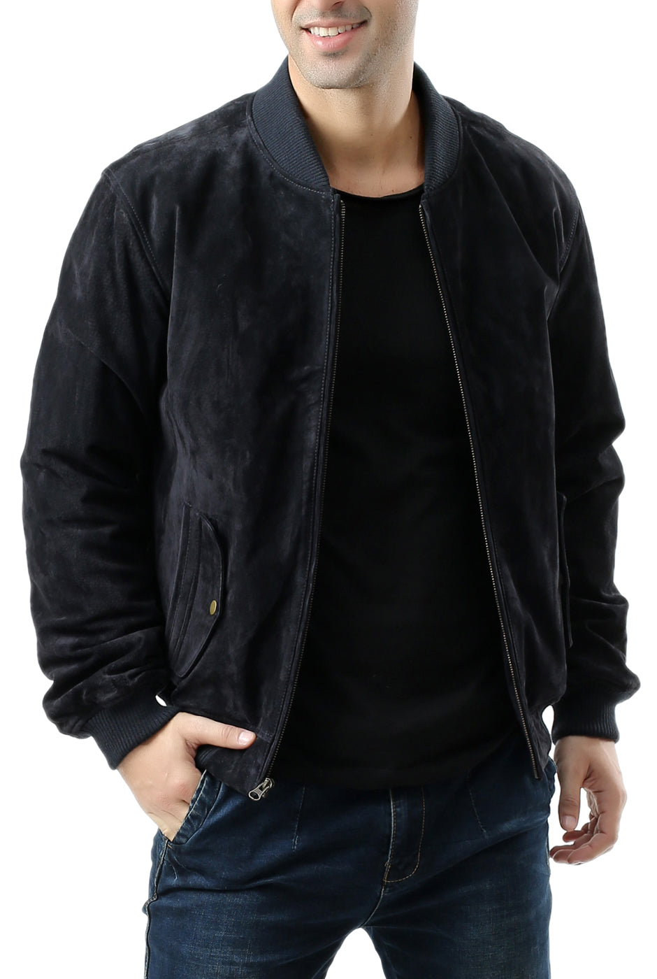 BGSD Men Urban Leather Bomber Jacket