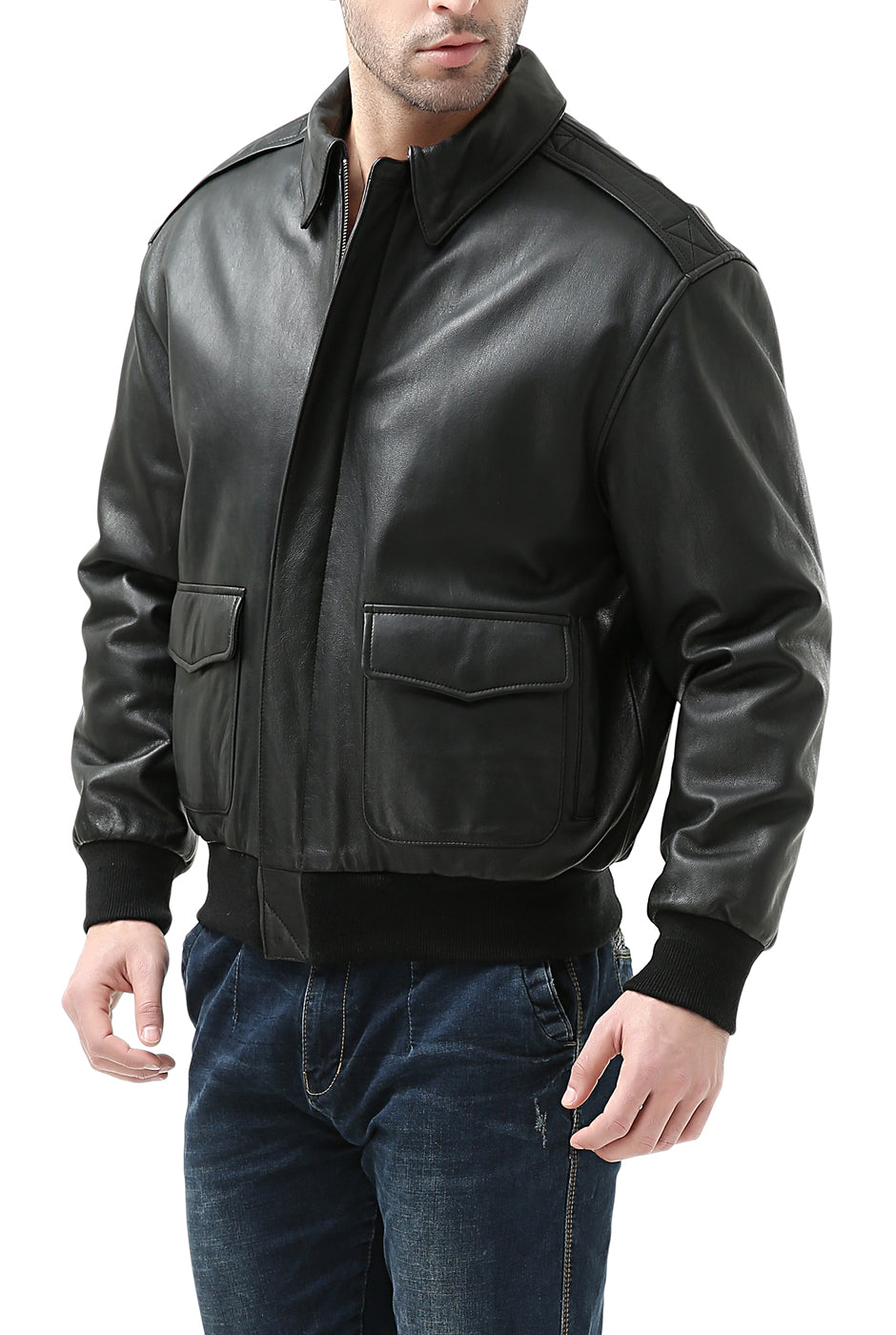 Landing Leathers Men Premium Air Force A-2 Goatskin Leather Flight Bomber Jacket