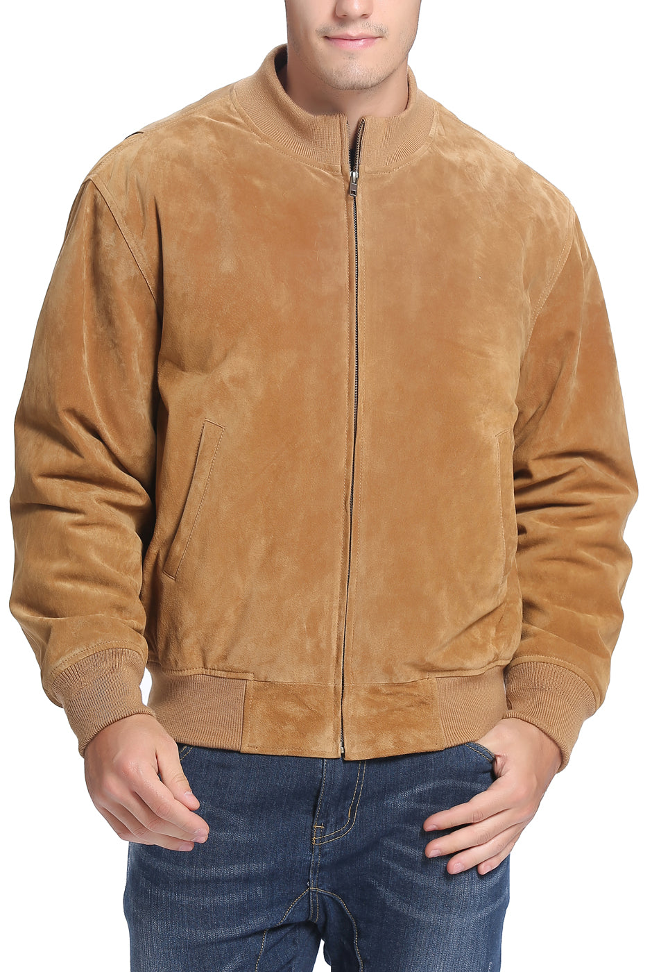 Landing Leathers Men WWII Suede Leather Tanker Jacket