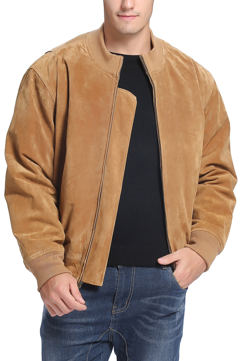 Landing Leathers Men WWII Suede Leather Tanker Jacket