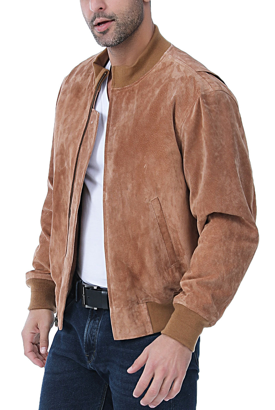 Landing Leathers Men WWII Suede Leather Tanker Jacket