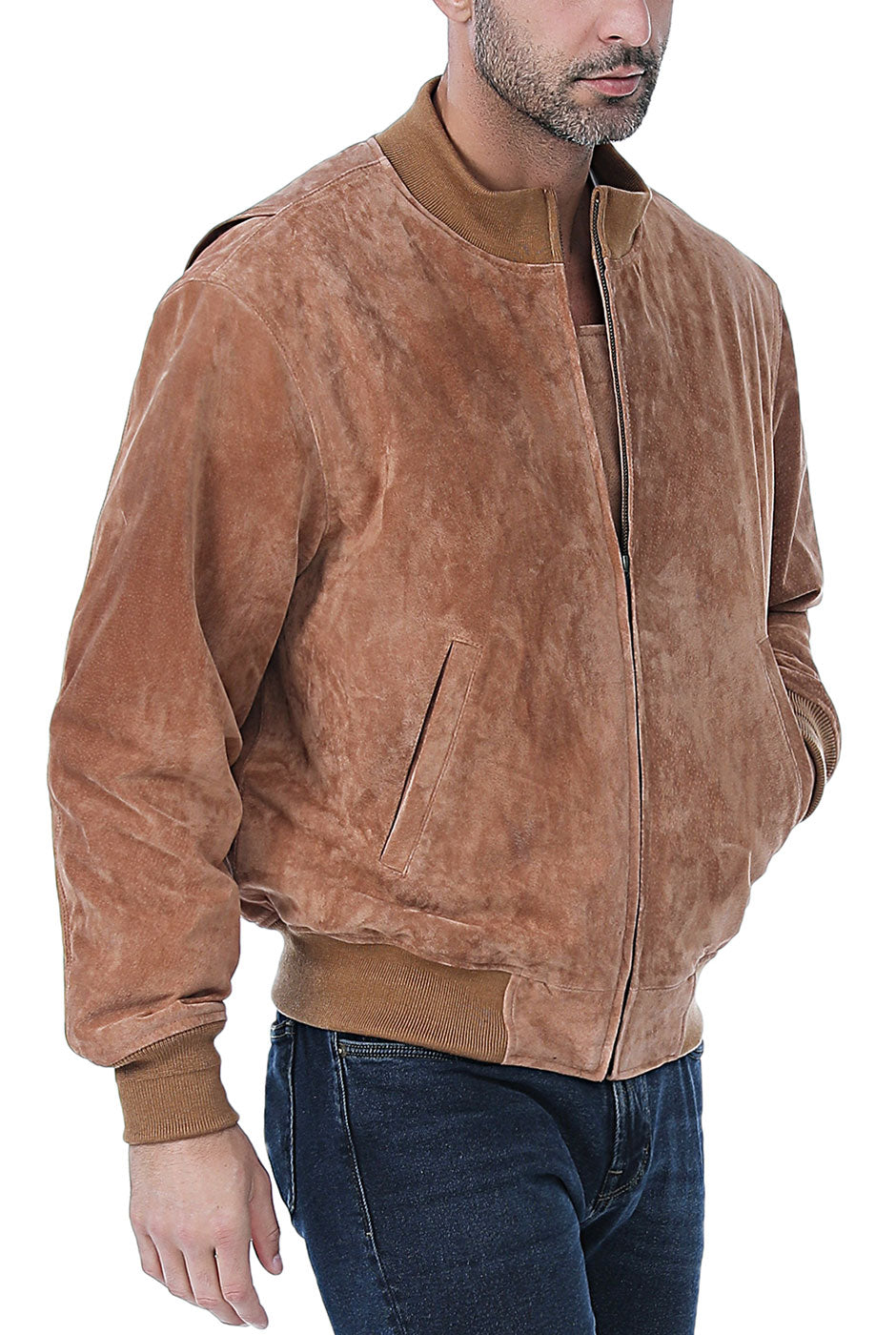 Landing Leathers Men WWII Suede Leather Tanker Jacket