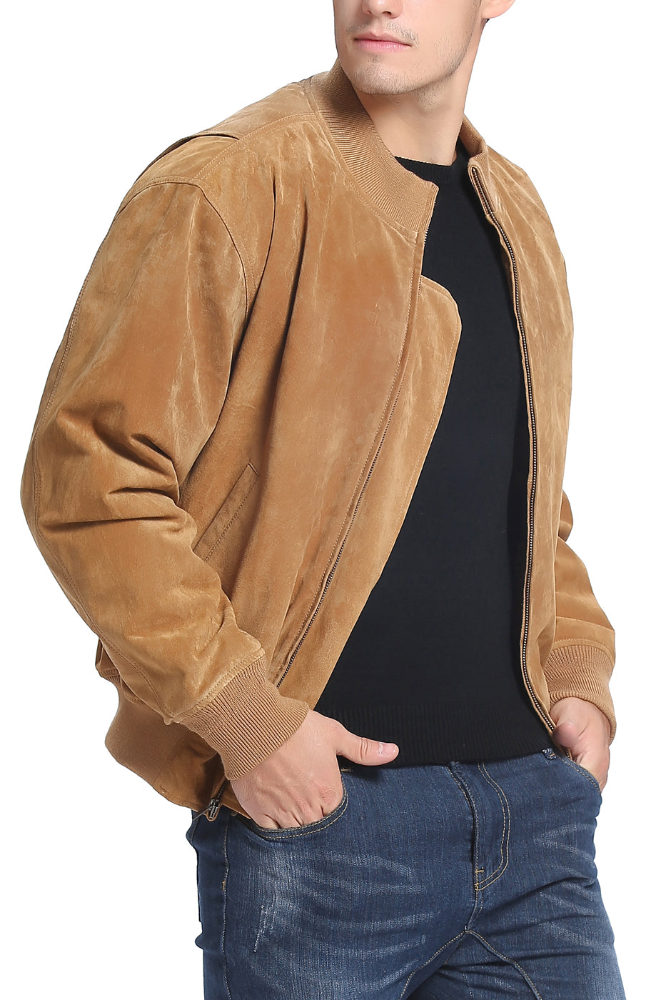 Landing Leathers Men WWII Suede Leather Tanker Jacket