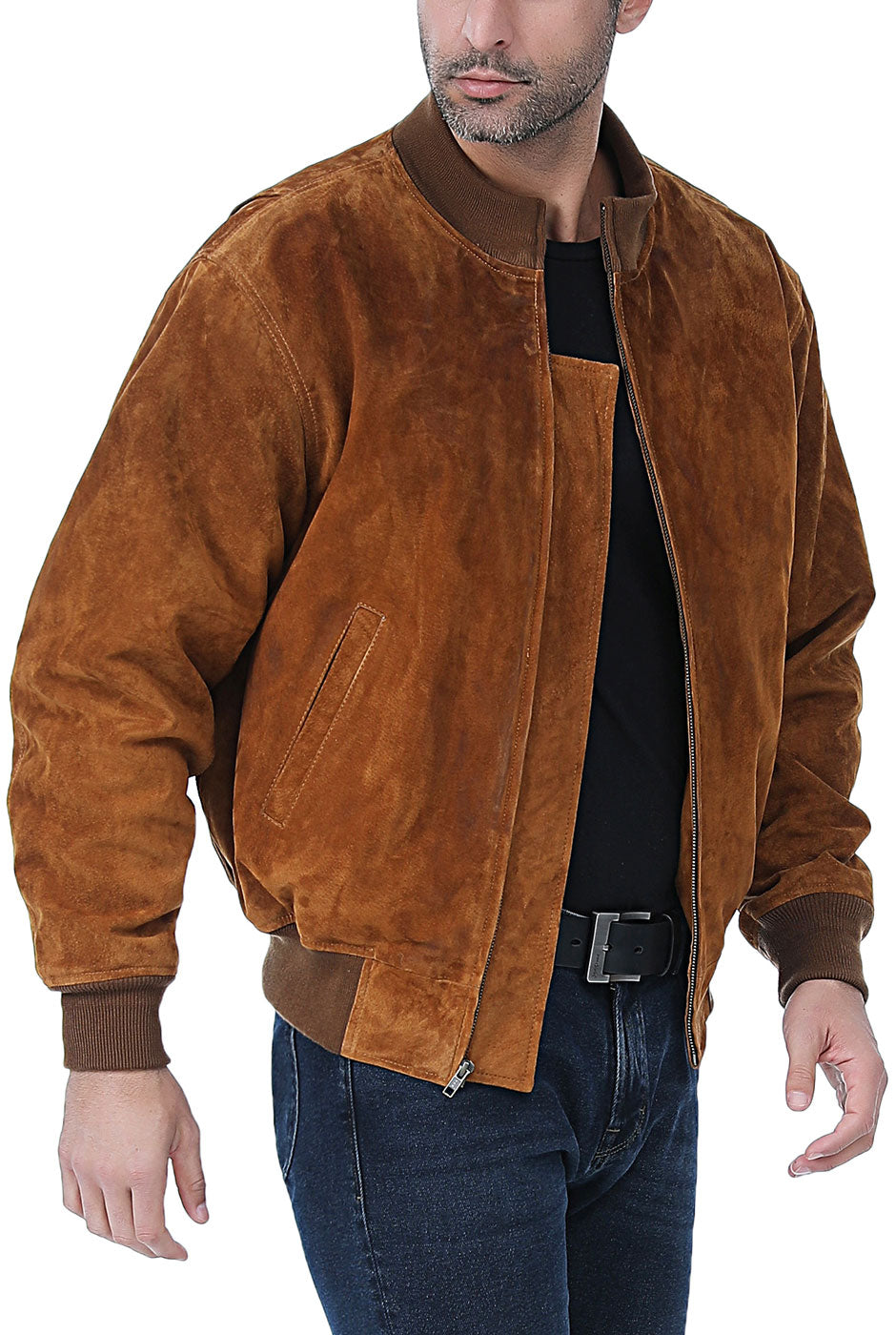 Landing Leathers Men WWII Suede Leather Tanker Jacket