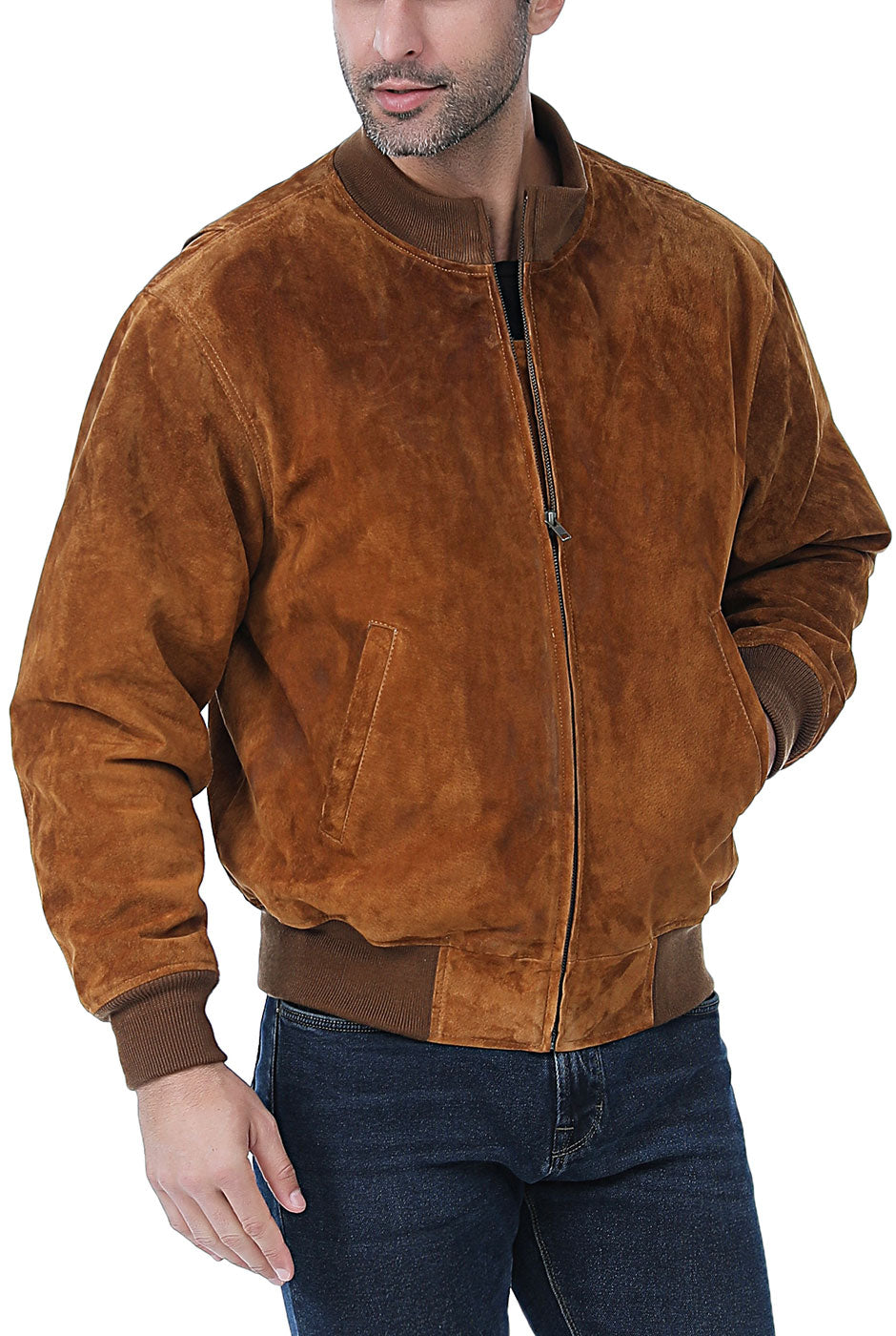 Landing Leathers Men WWII Suede Leather Tanker Jacket